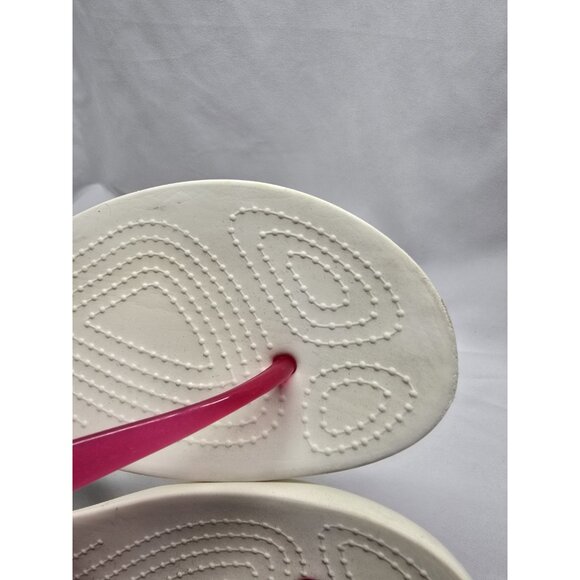 Crocs Isabella White And Pink T-Strap Iconic Comfort Sandal Size 6 Women's - Picture 13 of 16